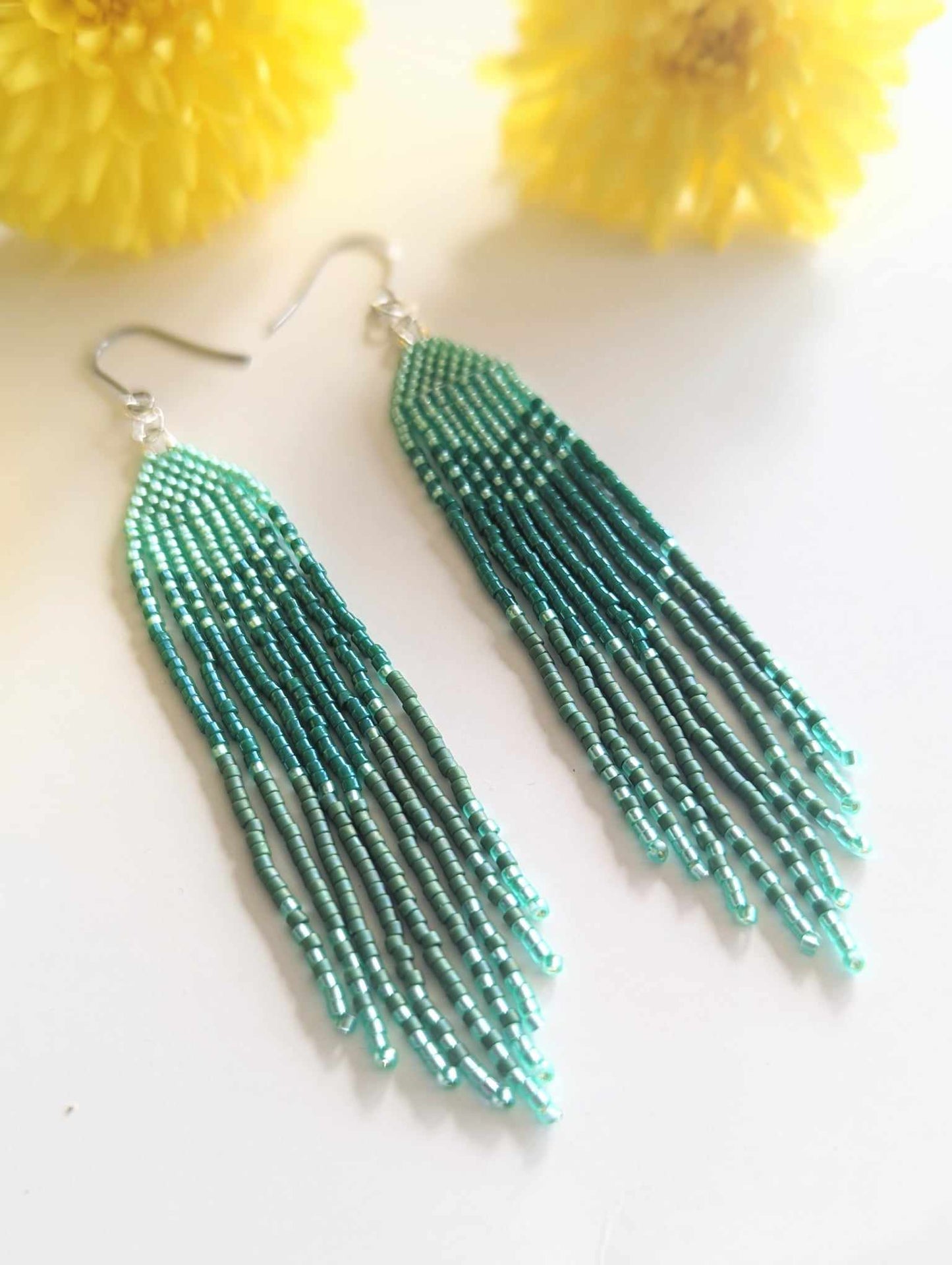 Green Everyday Beaded Earrings