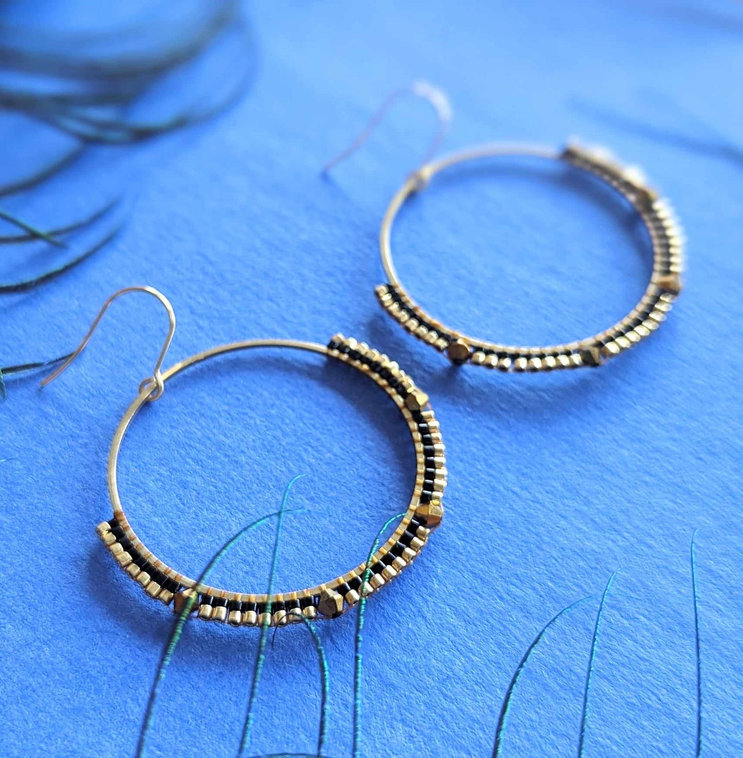 Black and Gold Hoop Earrings