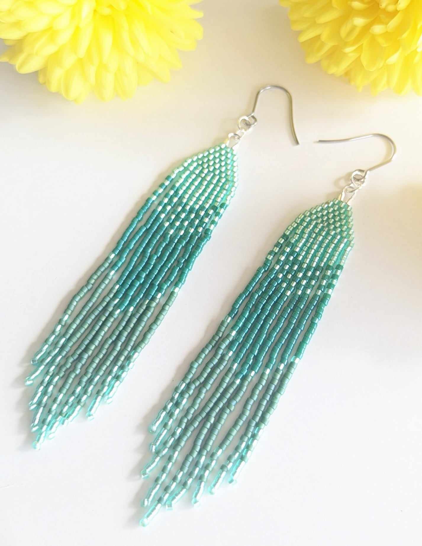 Green Everyday Beaded Earrings