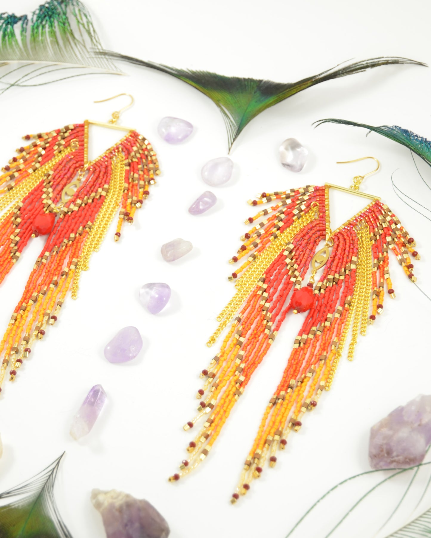 Fire Red Goddess Earrings