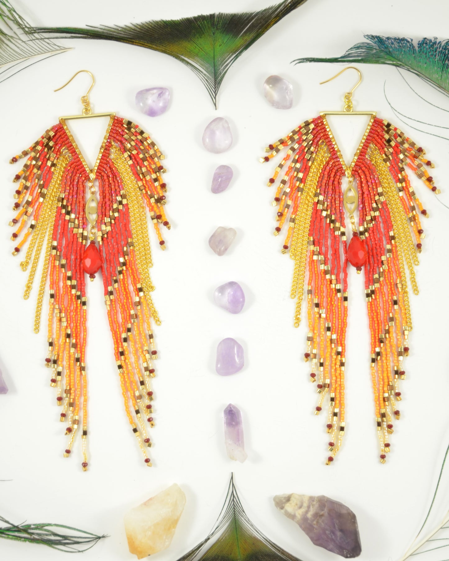 Fire Red Goddess Earrings