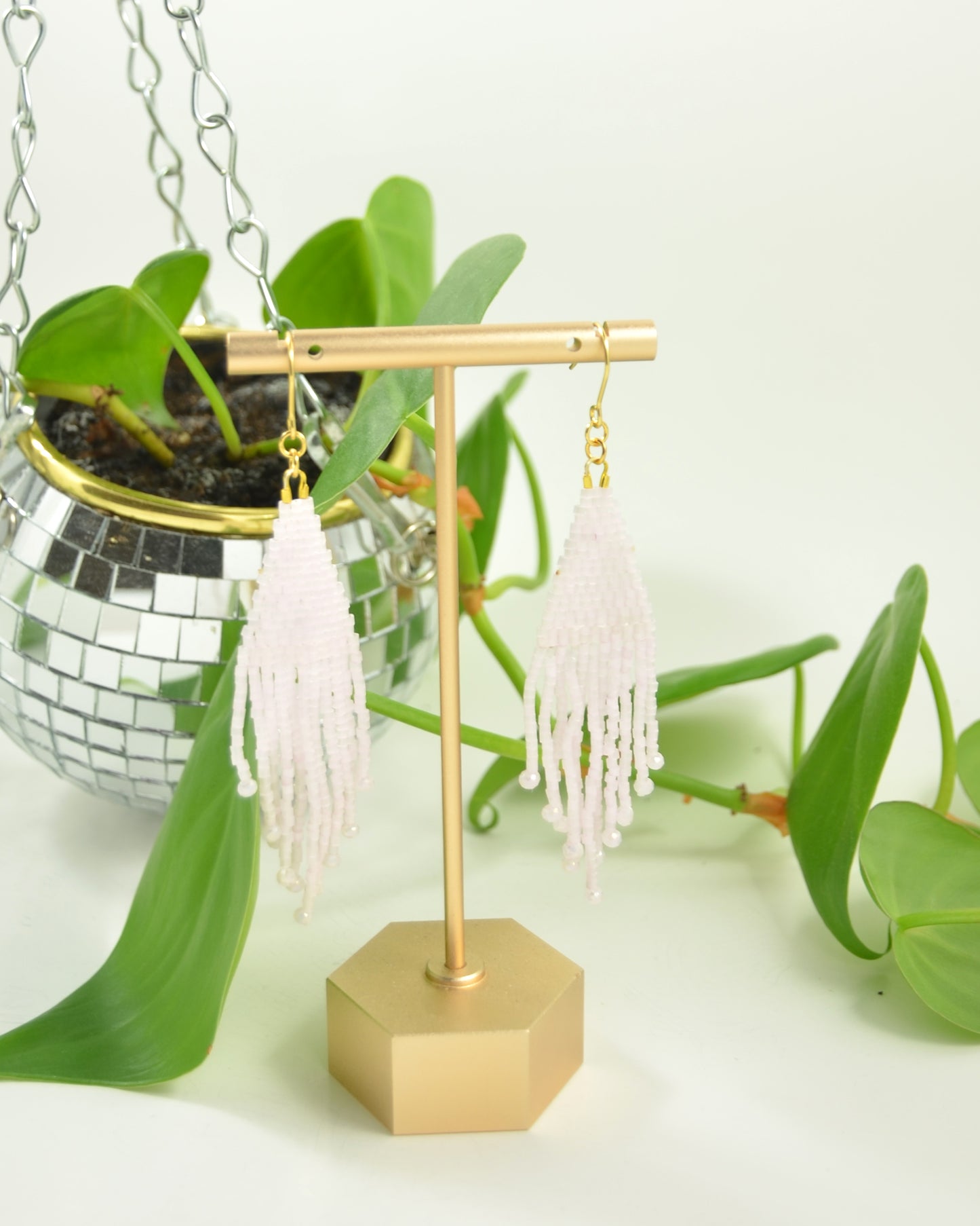 Light Pink Silk Beads light earrings