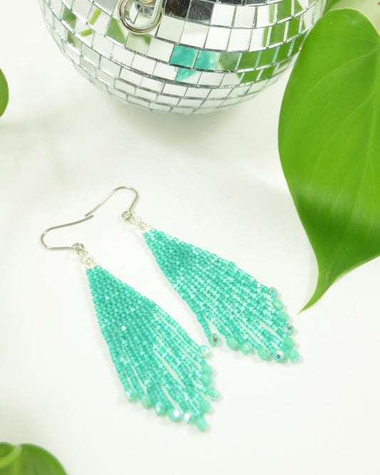 Teal Mint Green Silk Beads