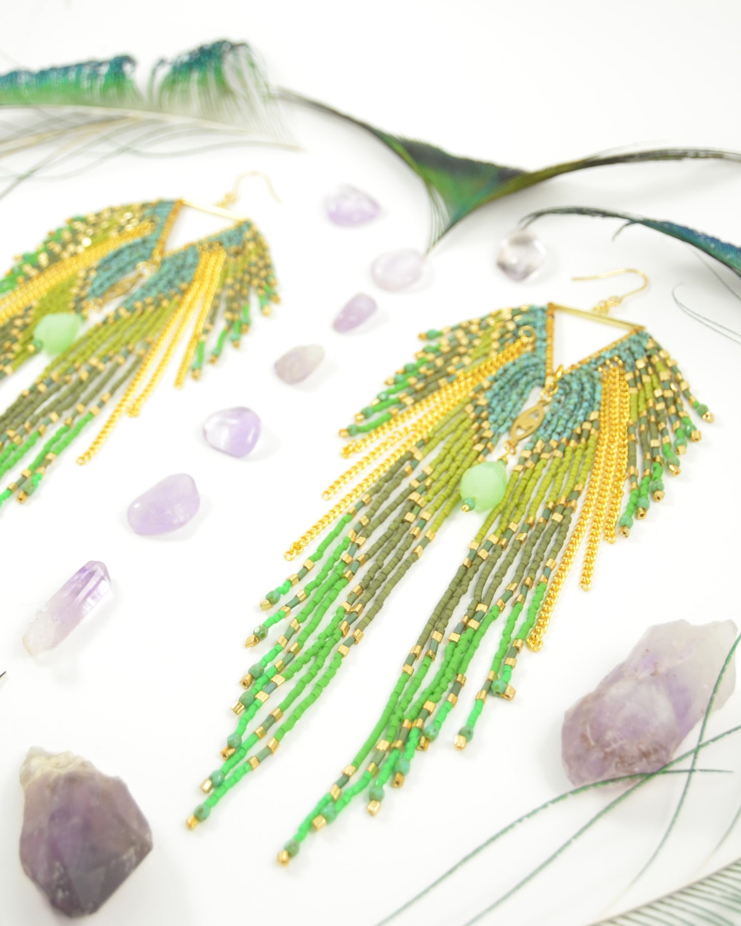 Forest Green Goddess Earrings