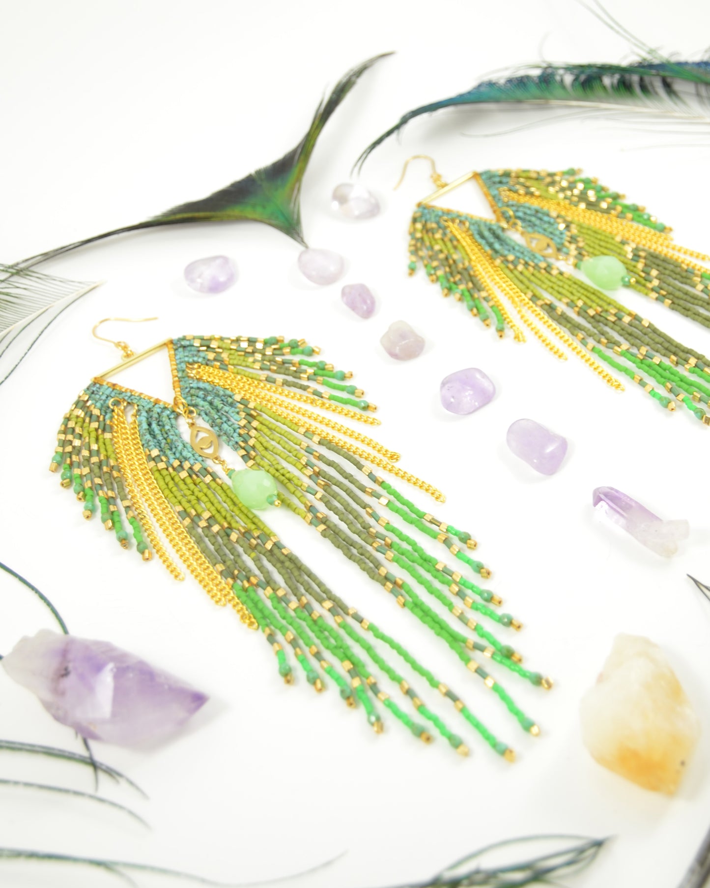 Forest Green Goddess Earrings