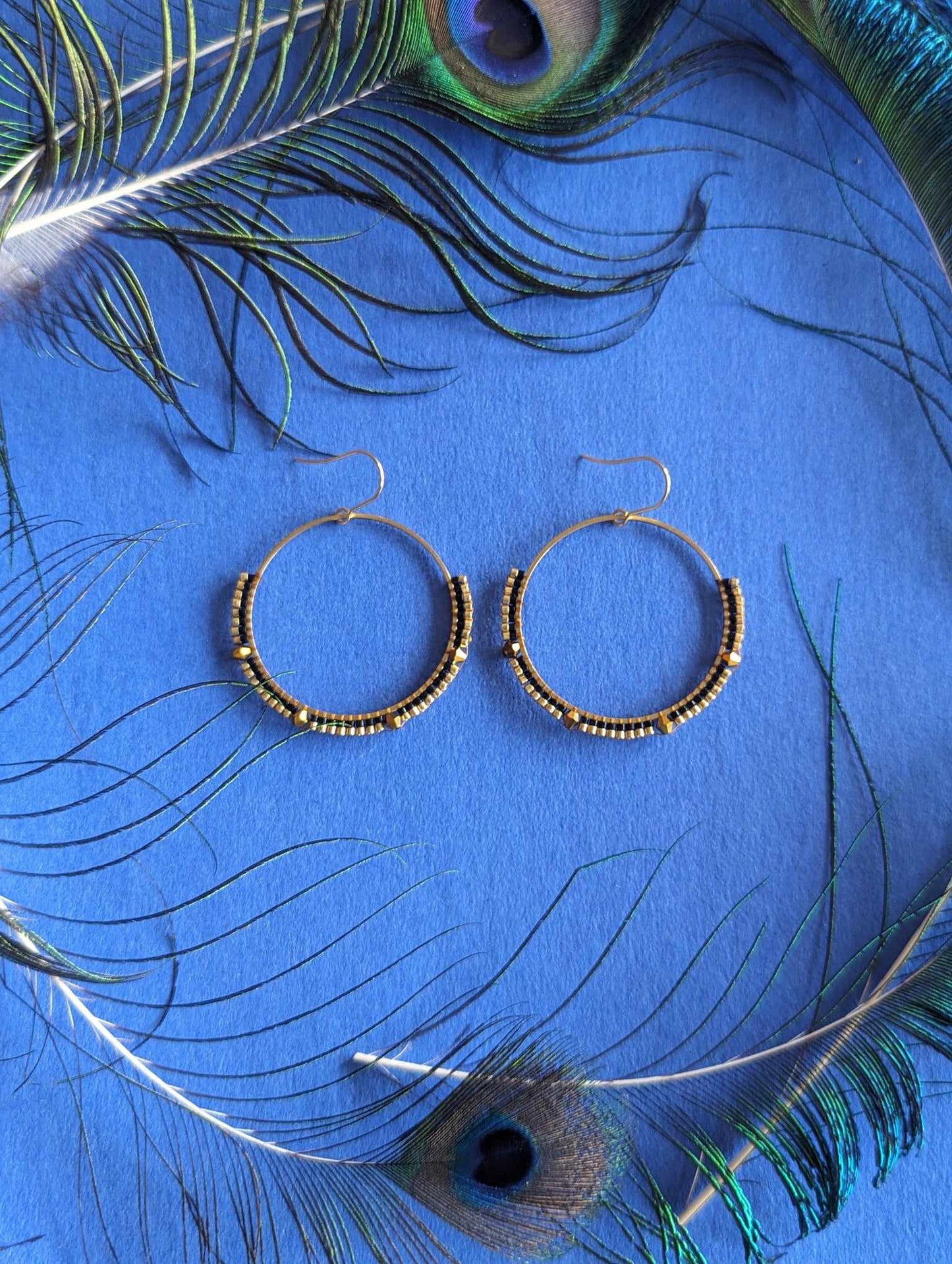 Black and Gold Hoop Earrings