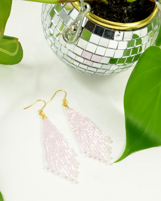 Light Pink Silk Beads light earrings
