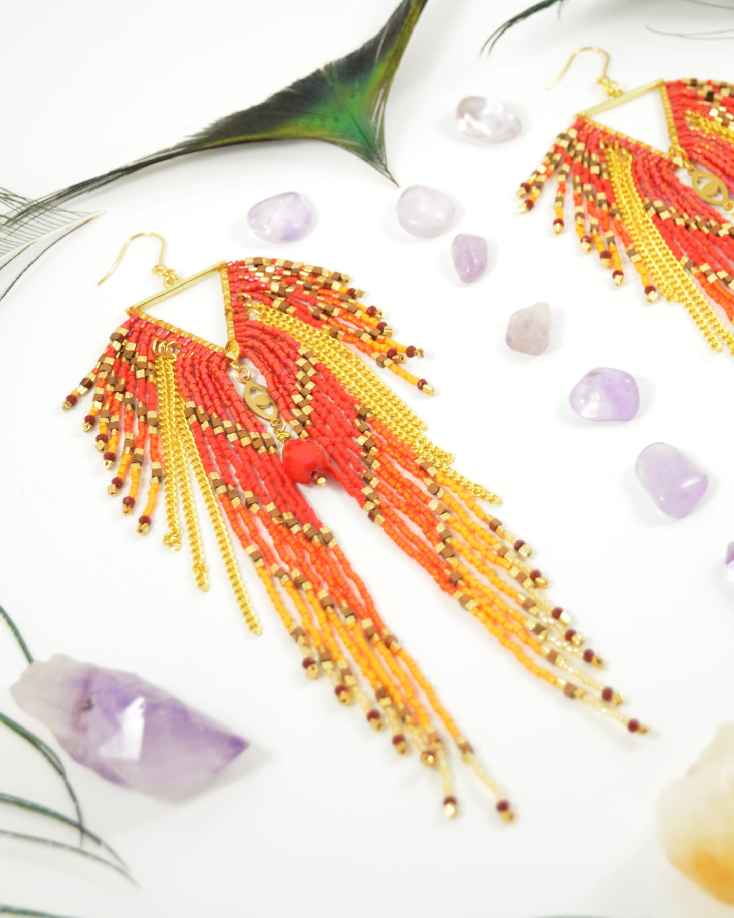 Fire Red Goddess Earrings