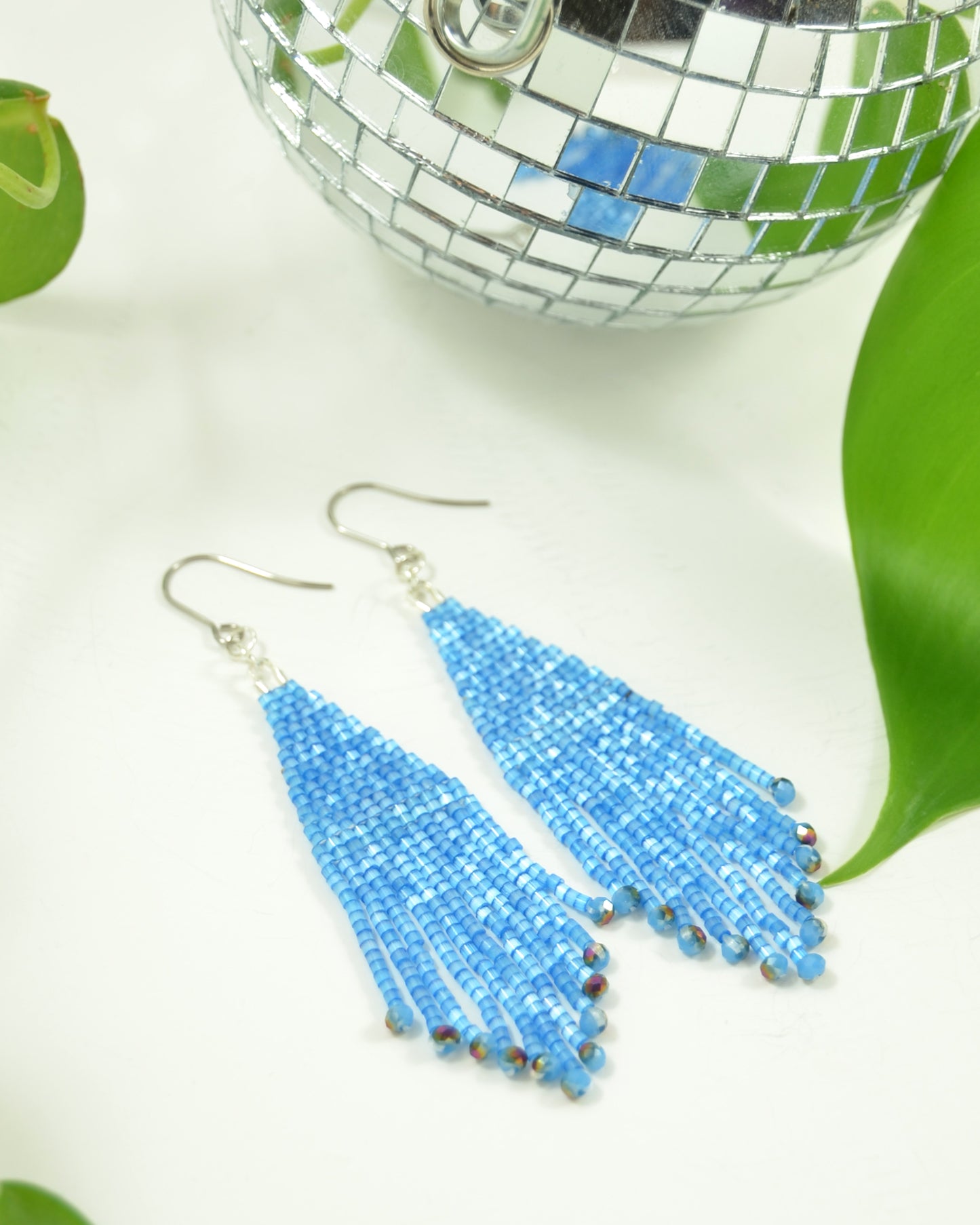 Aqua Blue Silk Beads light earrings