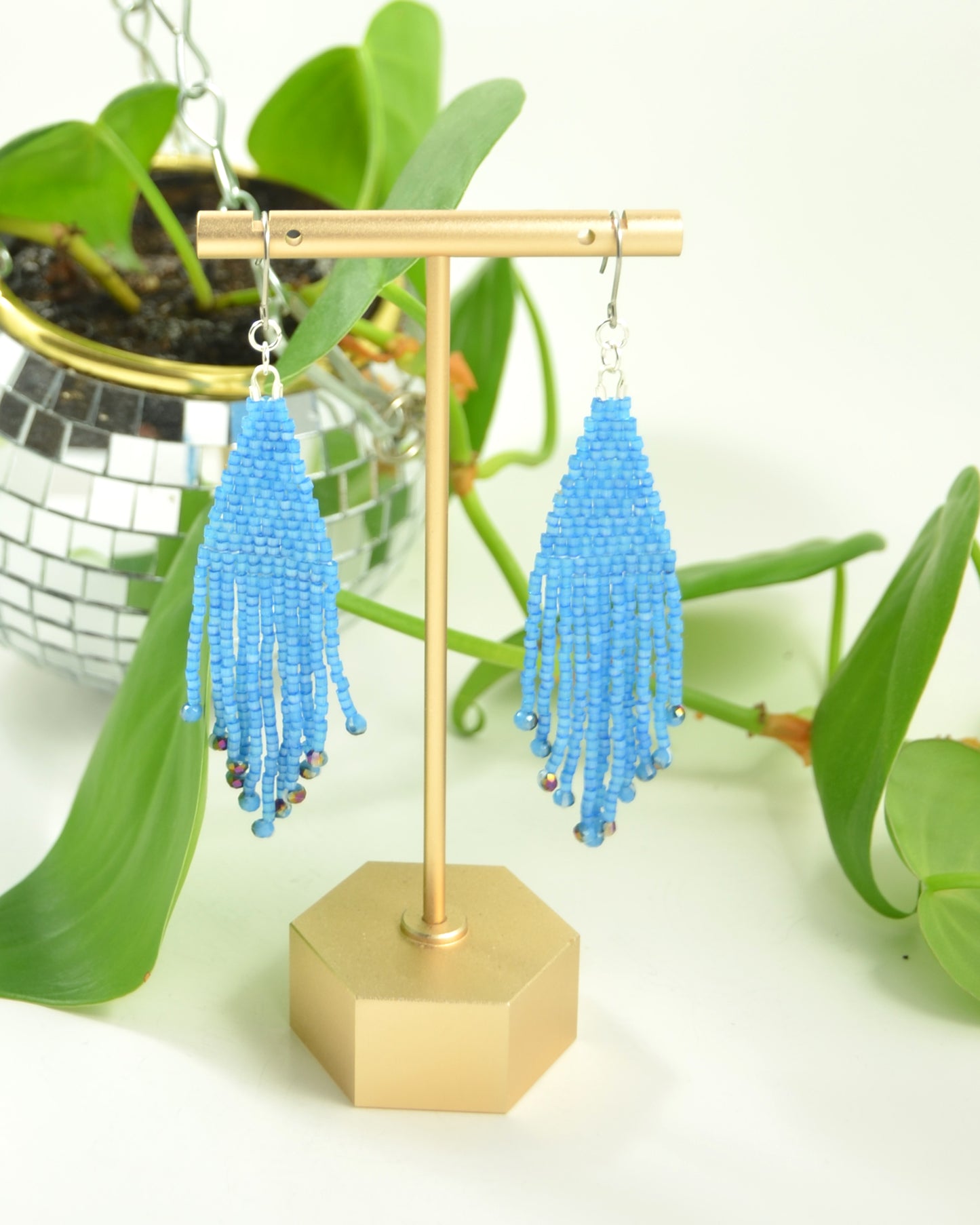 Aqua Blue Silk Beads light earrings