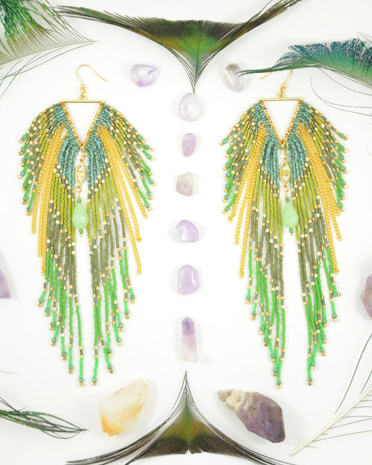 Forest Green Goddess Earrings